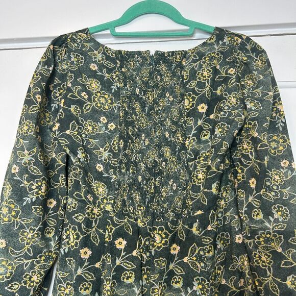 J. Crew Sweetheart Long Sleeve Mini Dress Vintage Vines Fabric Green Floral 00 - Picture 7 of 10